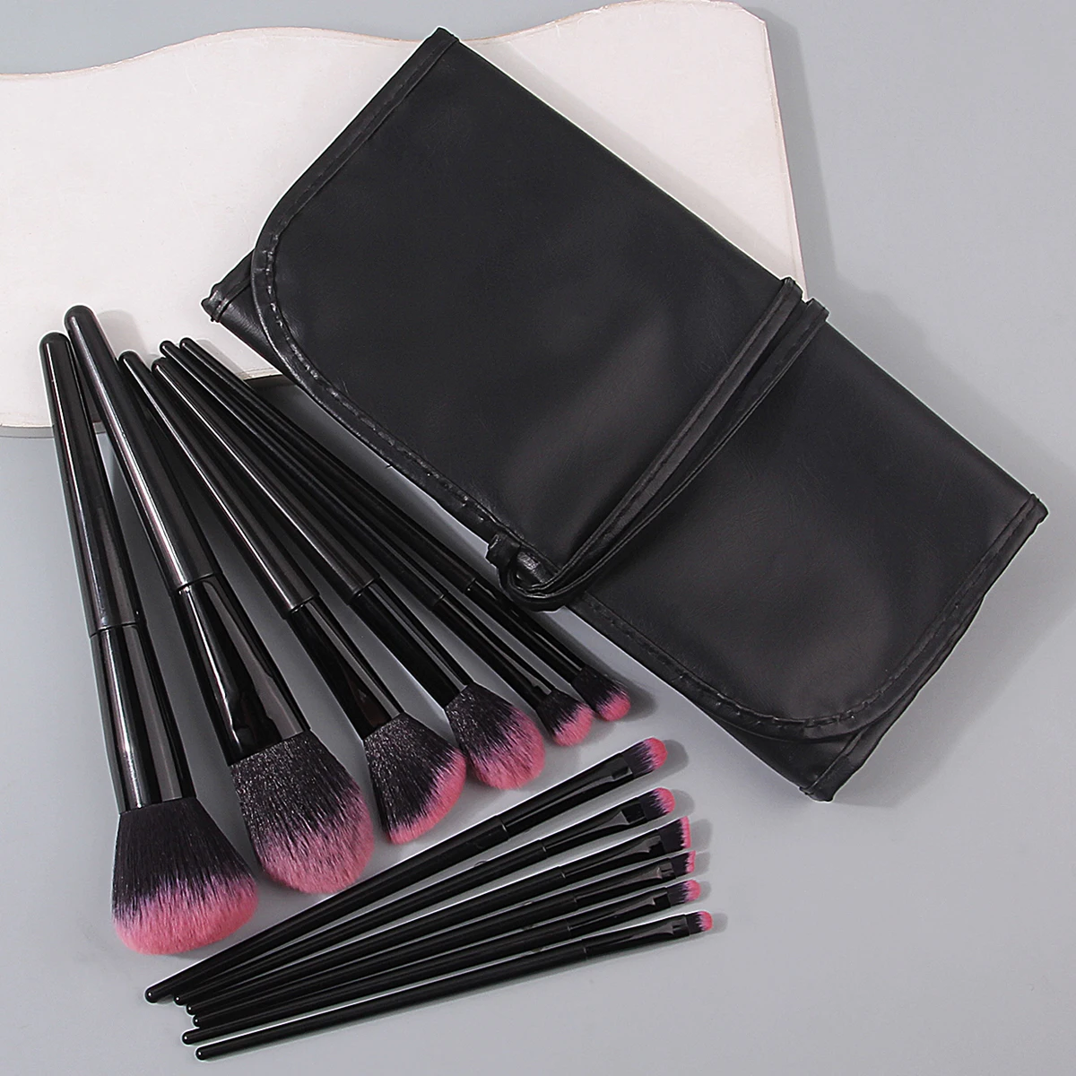 12PCS soft loose powder blush Contour Setting Concealer makeup brush set +1PCS portable makeup brush strap bag