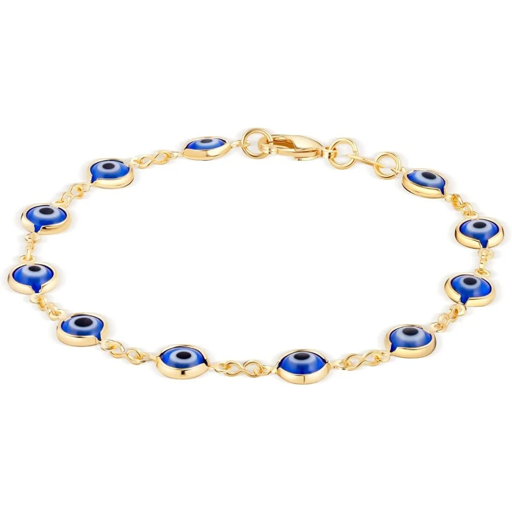 

18K Gold Plated Multicolored Evil Eye Bracelet for Women, Brazilian Made Protection Jewelry