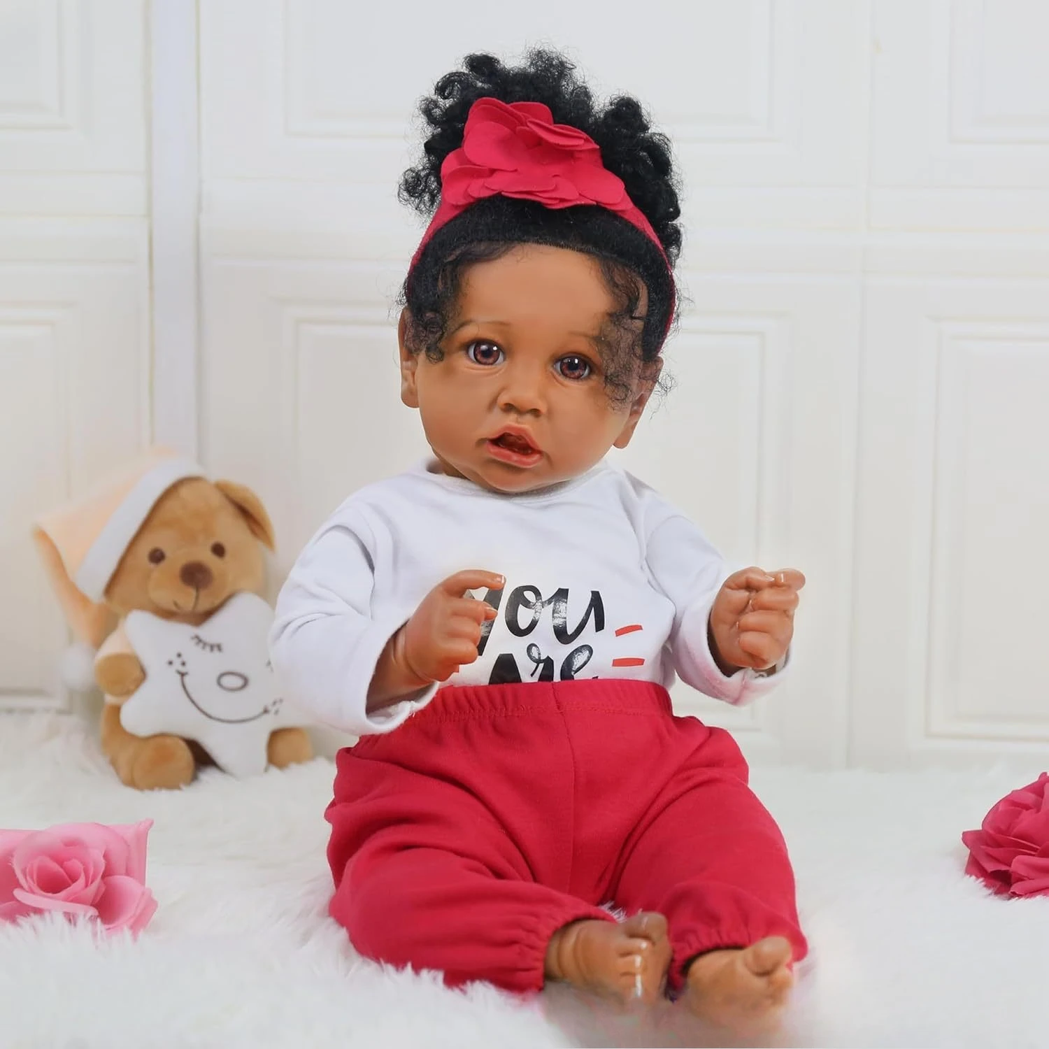 Lifelike simulation baby Saskia 50cm reborn simulation black doll vinyl toy