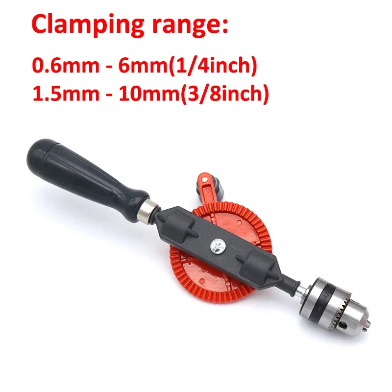 Manivela Manual multifunción de 1/4 y 3/8 pulgadas, perforadora de madera y plástico de doble engranaje, rango de sujeción de 0,6-10 MM, 1 unidad