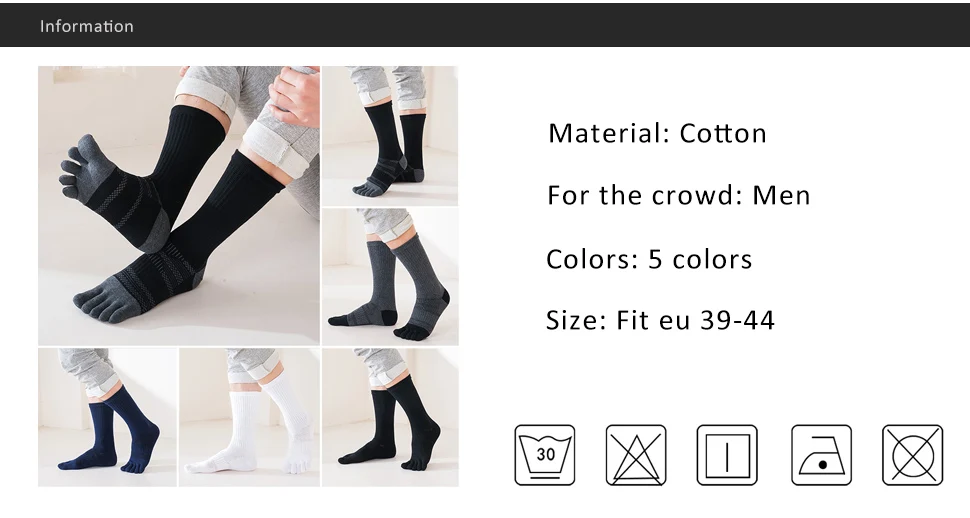 Sport 5-Finger-Socken für Herren, lange Kompression, dick, solide, schweißabsorbierend, für Fitness, Wandern, Outdoor, Basketball, Wadenzehensocken – Detail 1