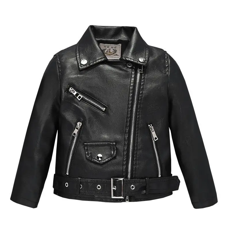 Children's Leather Jackets 2025 Spring Autumn Girls Zipper PU Leather Jacket Fashion Toddler Kids Motor Coat