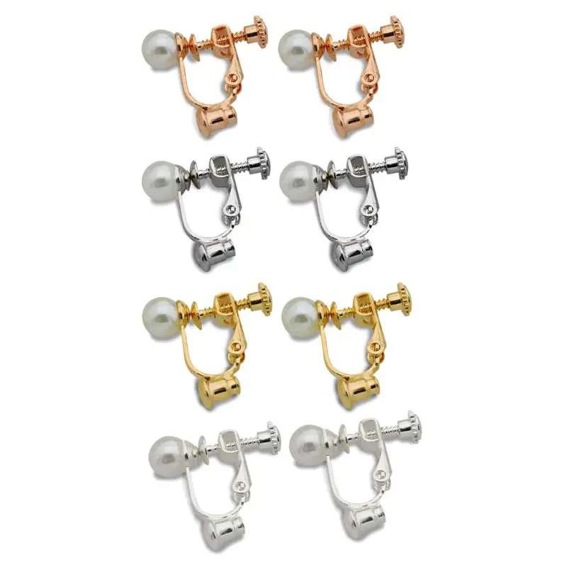 E15E Earring Accessories Screw Ear Clip Non-pierced Ear Converter with Loop Base Blank Bezel Fit Earrings Diy Jewelry Making