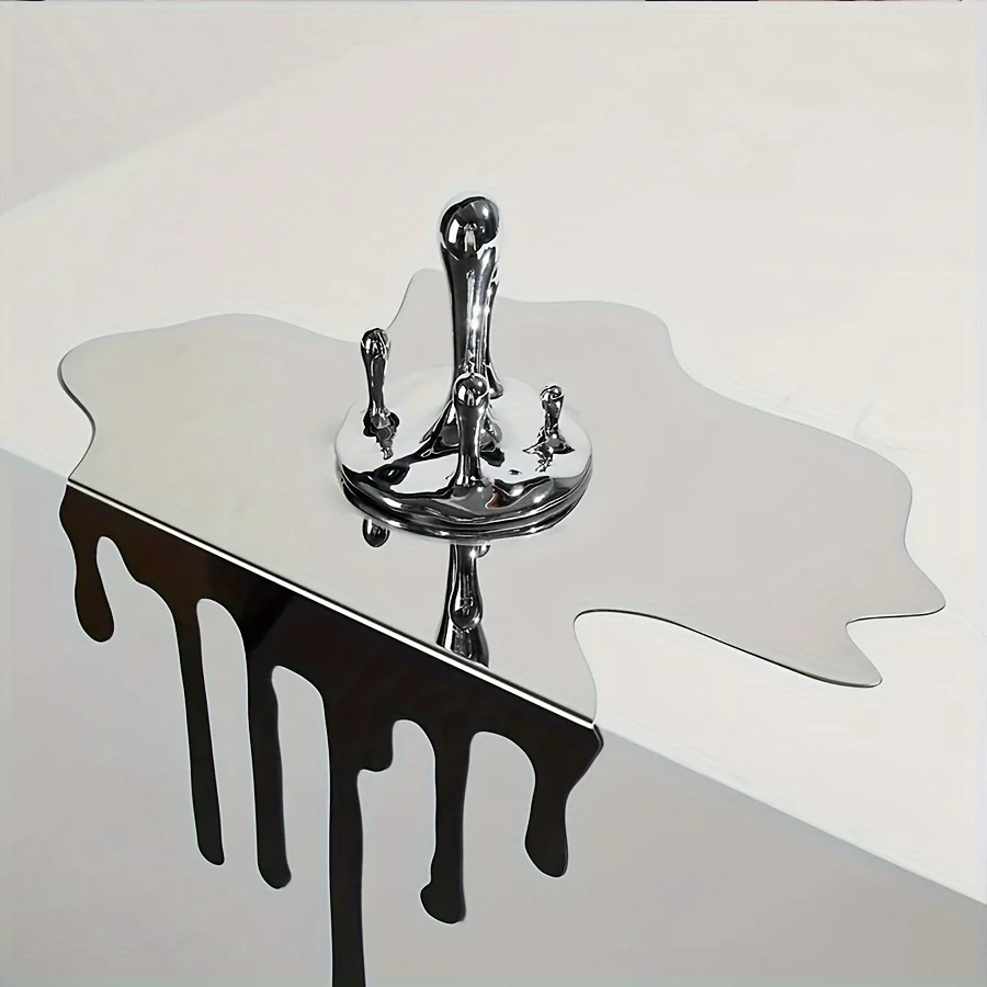 Minimalism Stainless Steel Flowing Water Droplet Decoration Reflective Surface Artwork Desktop Decoration Home Decoration