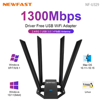 Newfast WiFi USB Adapter Dual Band 2.4G&5Ghz WiFi Dongle 4 Antenna 802.11AC USB3.0 Network Card Wireless Card Receiver PC/Laptop