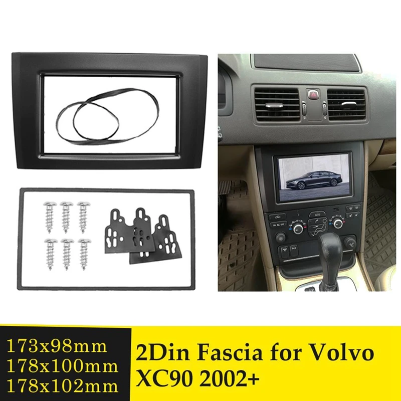 Black Radio Fascia Frame For Volvo XC90 2002+ Dashboard Video DVD Player Panel Frame Mounting Trim Adaptor Bezel