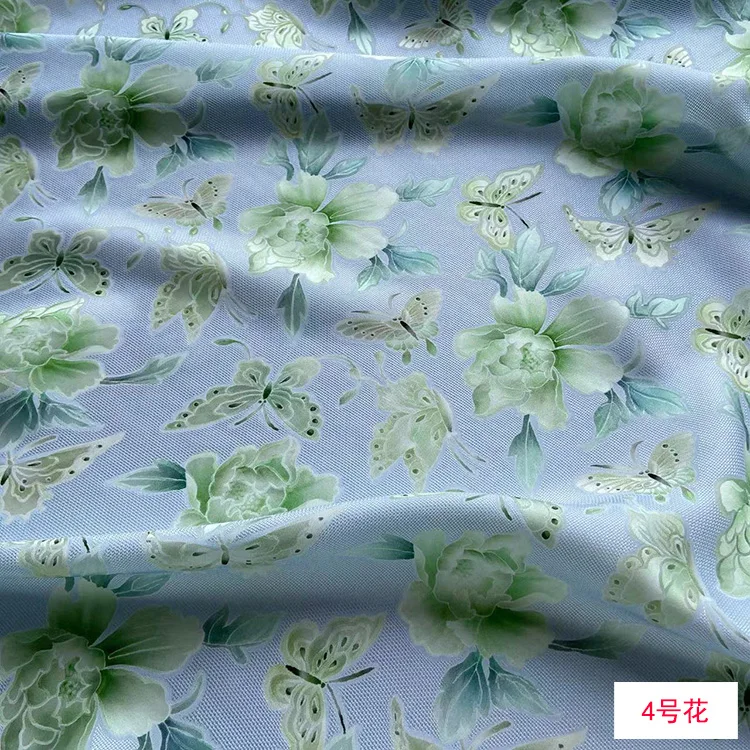 Butterfly Love Flower Matching Print Silk Hollow Floral Fabric 70% Mulberry Silk, 30% Rayon  20momme 114CM Wide