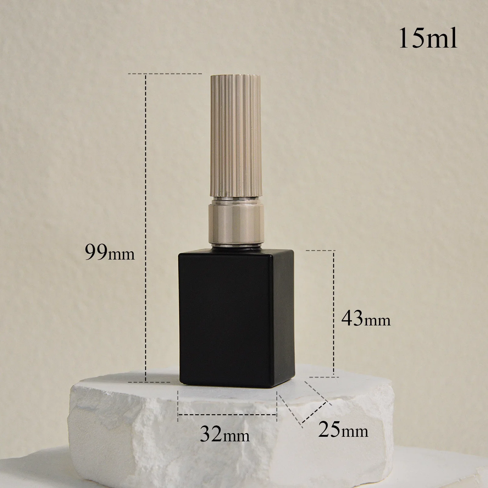 Black Nail Polish Bottle 15ml Cosmetic Nail Polish Bottle Packaging Square Bottle Empty Glass Nail Gel Bottles With Brush