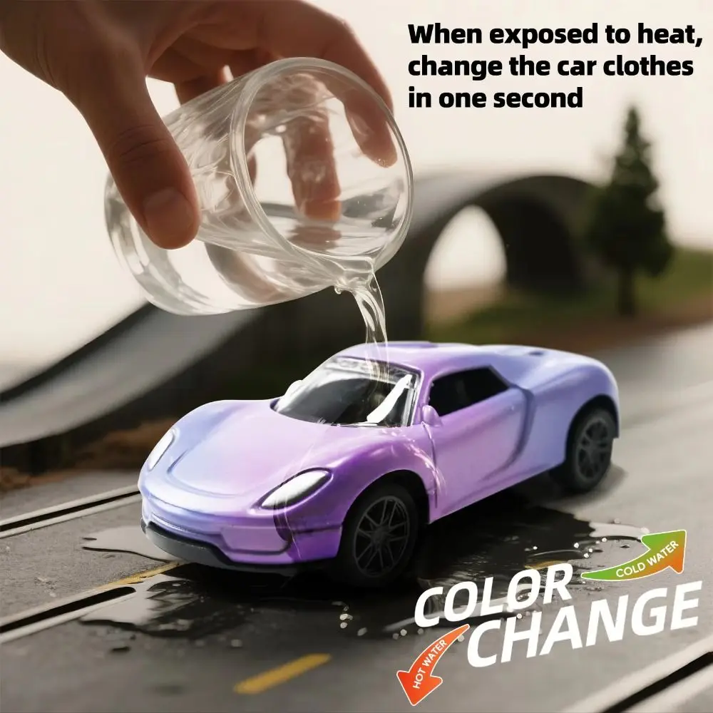 

1:64 Scale Temperature Color Change Alloy Car Color Changing Durable Construction Alloy Racing Model Inertia Powered