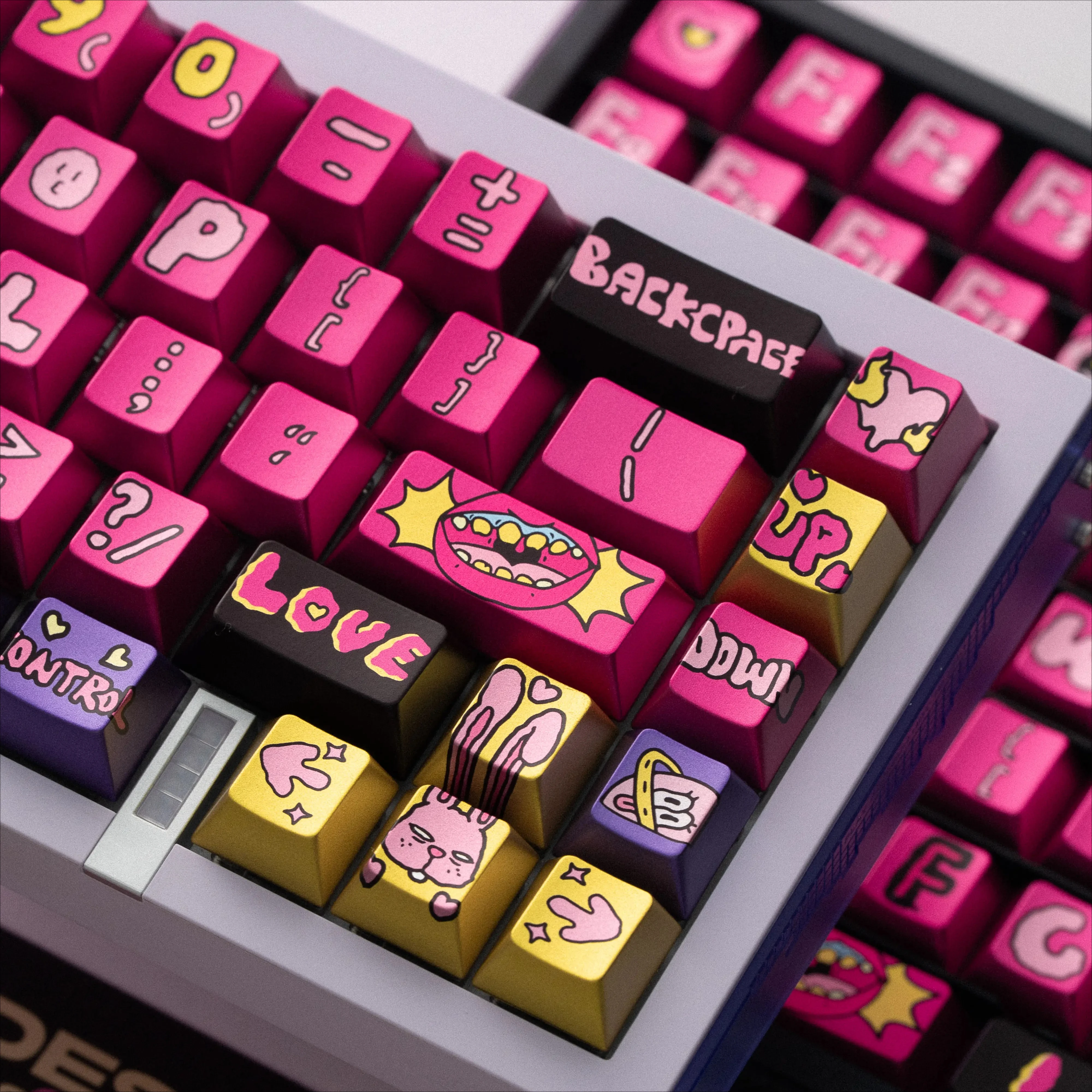 SPOTGUY Theme Keycaps Set Sublimation Cherry Profile Metallic Paint Custom Original Handmade Keycaps for Mechanical Keyboard