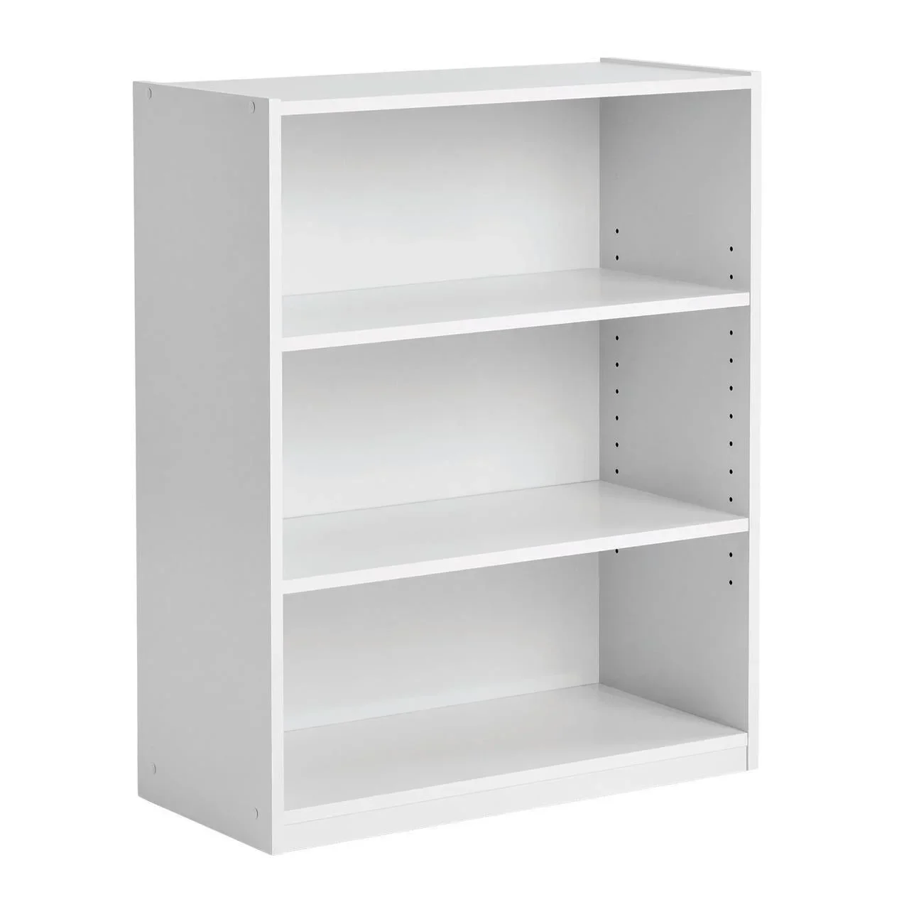 

3-Shelf Bookcase with Adjustable Shelves, White, Freestanding Storage Organizer for Books, Office Supplies, Toys, Kitchen, Bathroom, Closet, Durable Wood/Plastic Frame, Easy to Assemble, Space-Saving Multi-Purpose Shelf, Home and Office Organization Solut