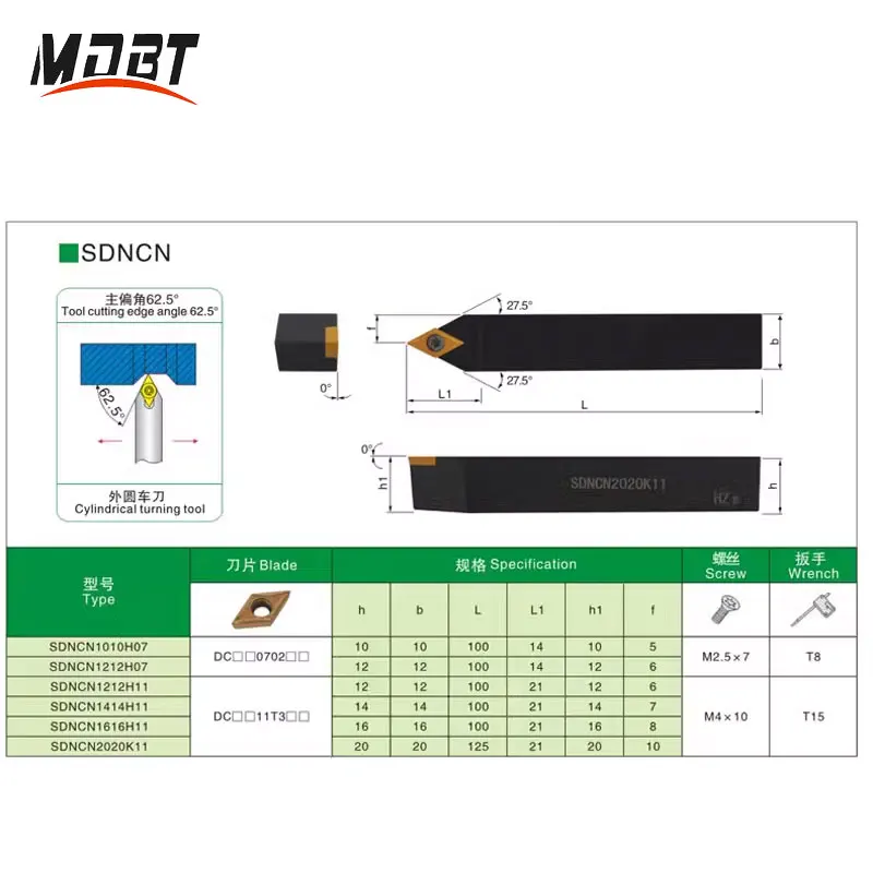 SDNCN SDNCN1212H07 SDNCN1212H11 holders Boring Bar Metal Cutting Cutters DCMT Carbide Inserts CNC Lathe External Turning Tools