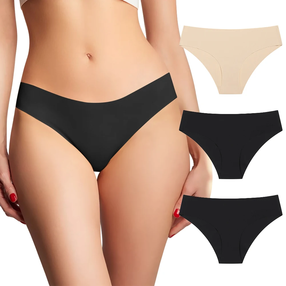 Sexy seamless comfortable low-rise women underwear everyday invisible solid panty S-XL sexy lingerie briefs for ladies 3PCS