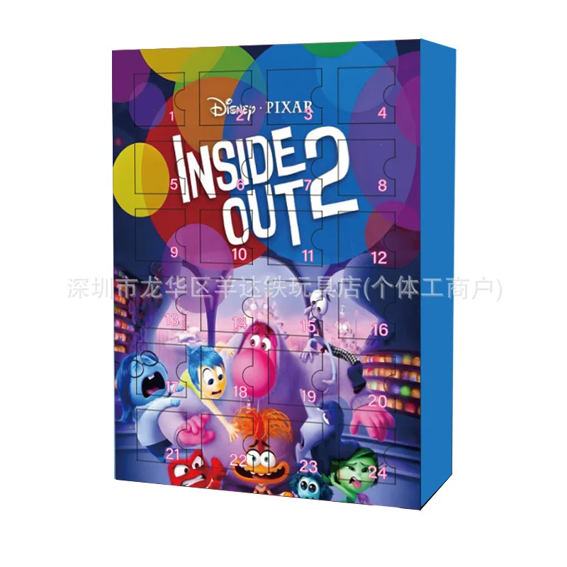 Inside Out 2 애니메이션 영화 피규어 카운트다운 크리스마스 강림절 달력 장난감 상자, 어린이 귀여운 인형 생일 선물 장난감