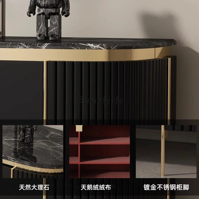 LLItalian light luxury marble entrance cabinet decorative storage modern living room entrance shoe cabinet