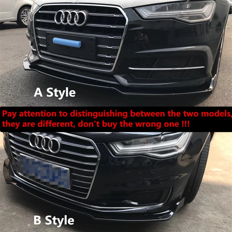 

For Audi A6 C7.5 Sport 2016 - 2018 Front Lip Chin Diffuser Body Kit Spoiler Bumper Splitter Accessories ABS Material Carbon Look