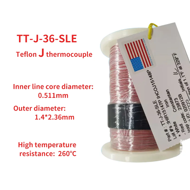 

TT-J-24/30/36-SLE Thermocouple Type T Compensating Extension Cable Wire 300M 600M 900M PTFE Temperature Extension Wire Cable
