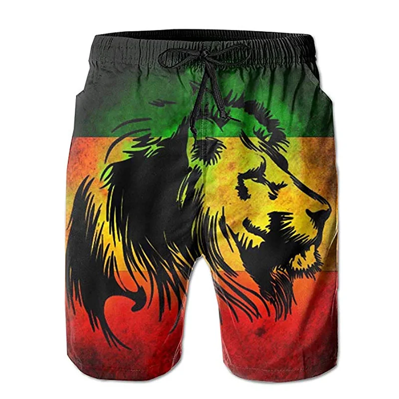 3D Jamaica Lion Flag Graphic Beach Shorts Pants Men Board Shorts Swimsuit homme 2024 Summer Swim Trunks Cool Kids y2k Ice Shorts