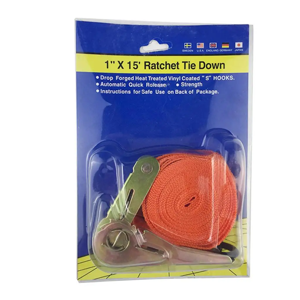 Cargo Lashing Metal Buckle Strap Heavy Duty Ratchet Belt Secure Tie Down for Transporting Goods Car Boat