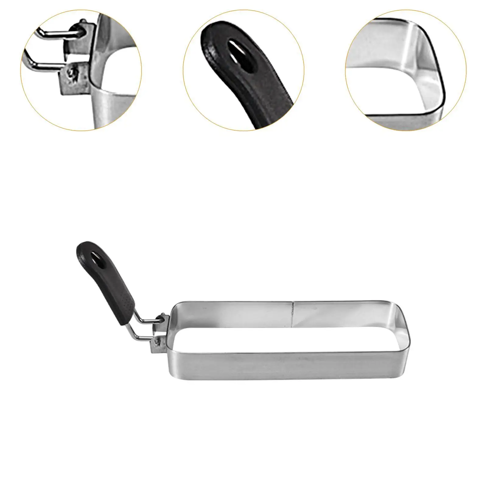 Stainless Steel Egg Pan Rings Rectangle Pancake Shaper Mold Non Stick Fried Egg Frame with Handle for Griddle Sandwiches