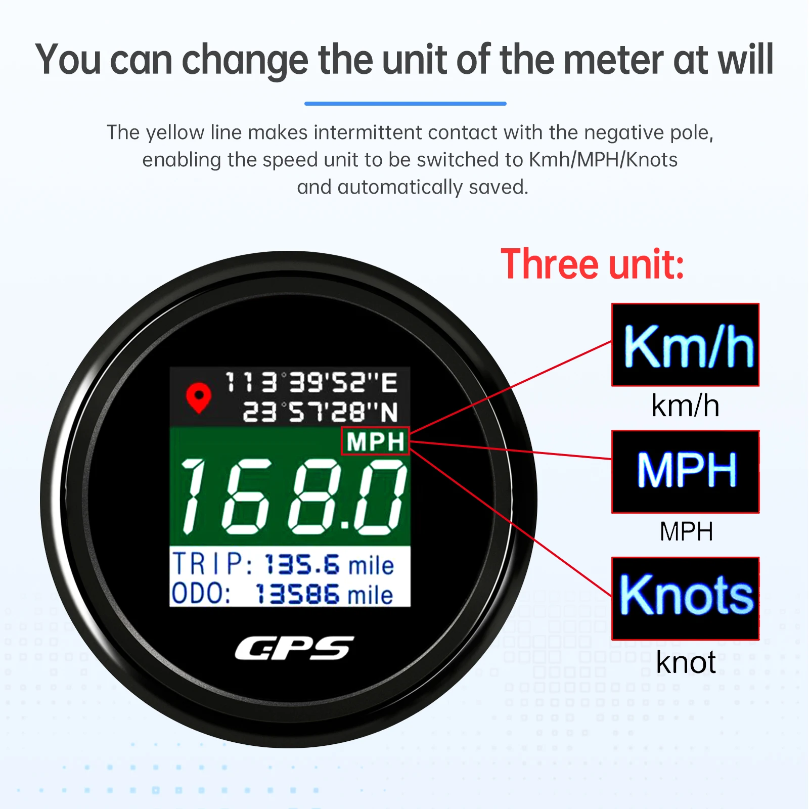 AD 52mm 12V 24V Digital GPS Speedometer TFT Screen Trip ODO Mph Knot Km/h GPS Antenna For Motor Boat Car RV Speed Meter