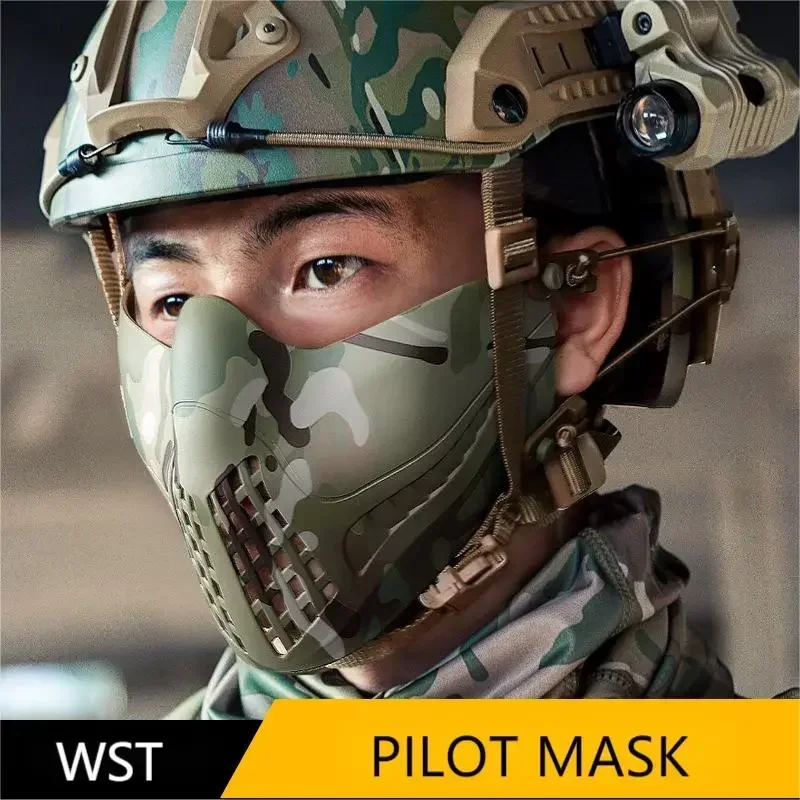 Máscara de media cara de piloto táctico, casco rápido, protección facial multifunción para Paintball, accesorios de caza