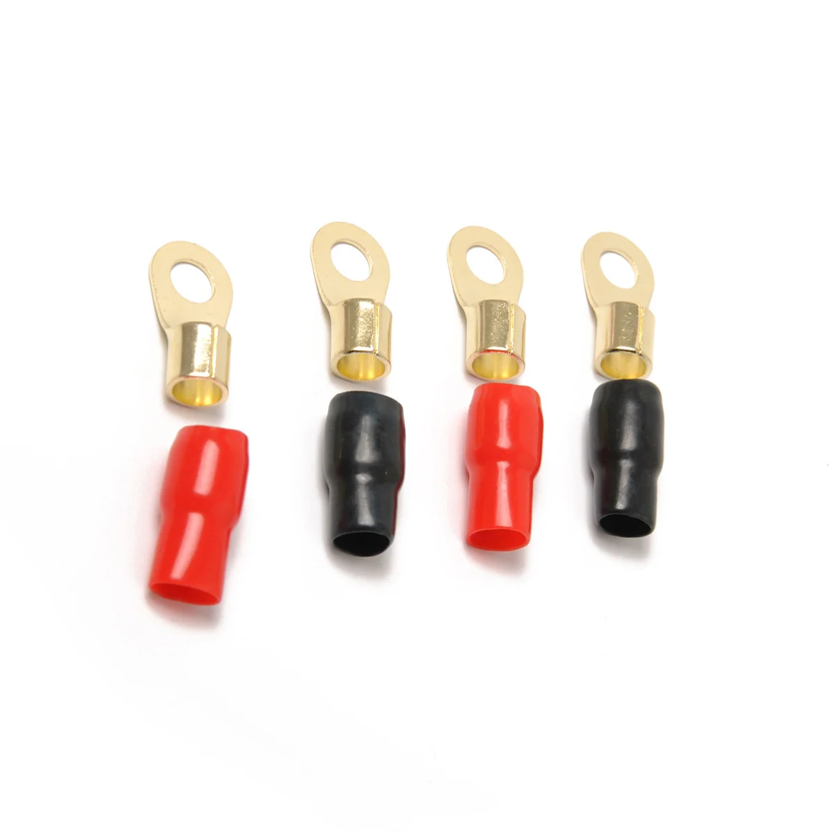 

2Pairs Brass Crimp Terminals Gold Plated 4 Gauge Electrical Wire Connectors Insulated Ring Terminals for Auto Mechanics Garage