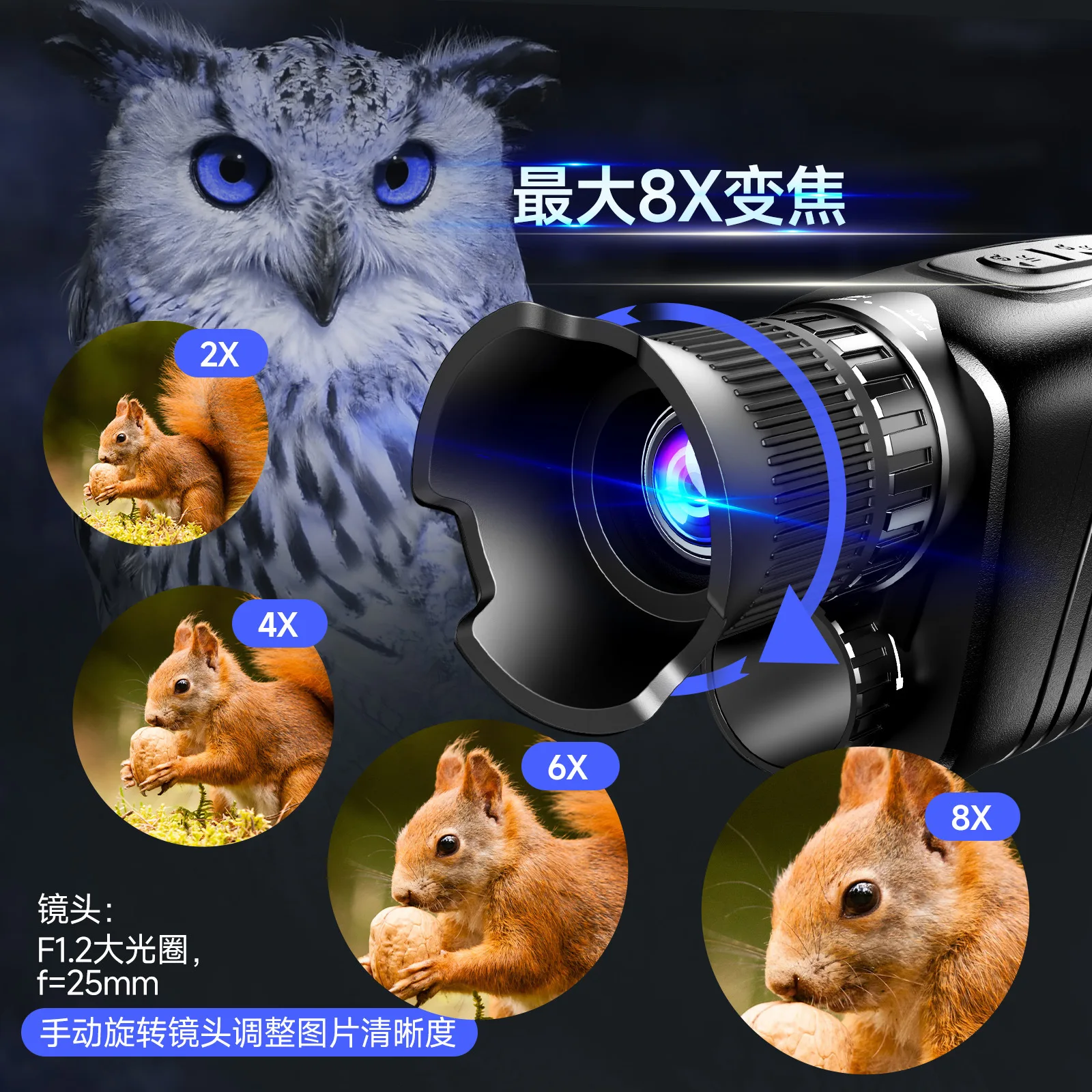 YS02 All-black visual infrared night vision device Digital day and night monocular outdoor