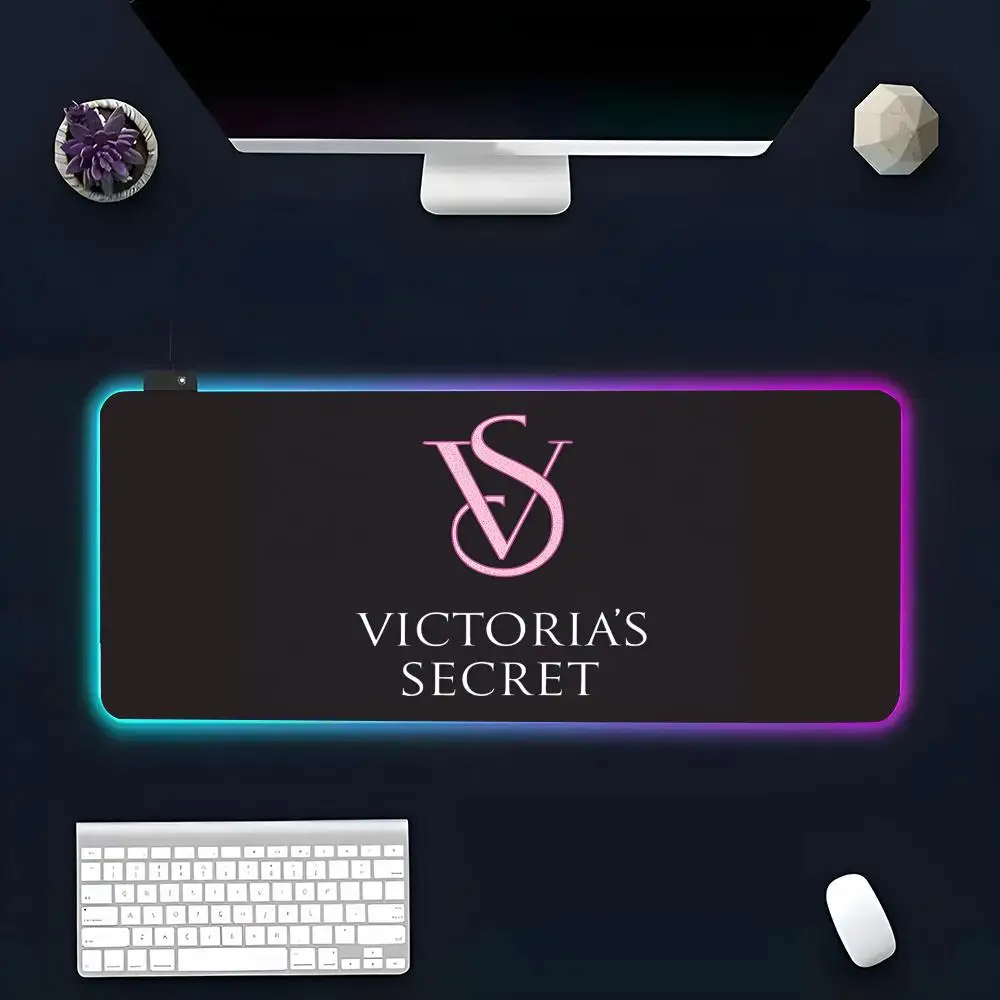 Is The V-Victoria S-Secret Mouse Pad RGB Glow Personality Picture Custom PC Table Mat Carpet Mat Game Player Dedicated LED