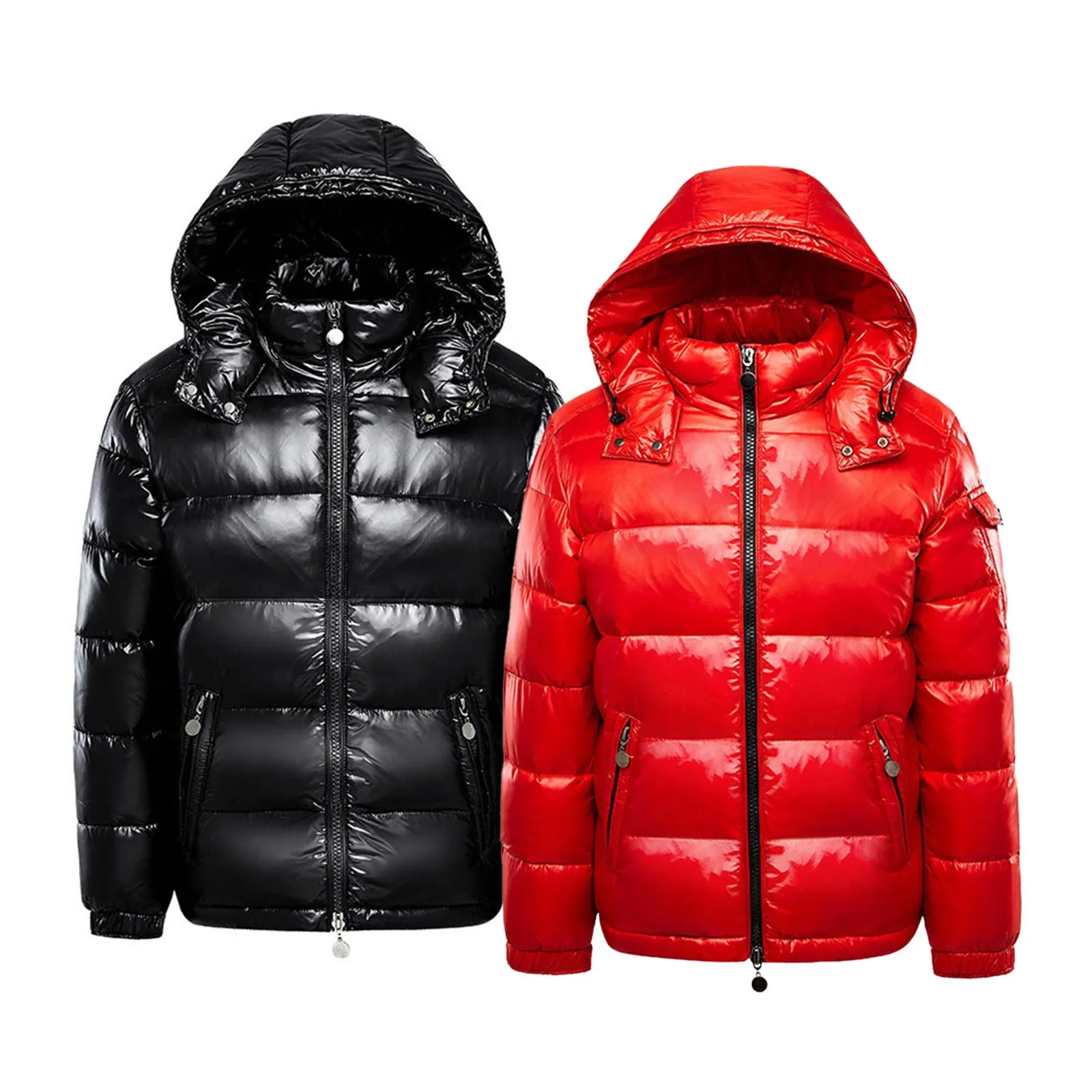 Men Puffer Jacket Down Coat Winter Thick Thermal Hooded Parka Zipper Up Wool Padded Coats Loose Waterproof Windbreaker Outerwear