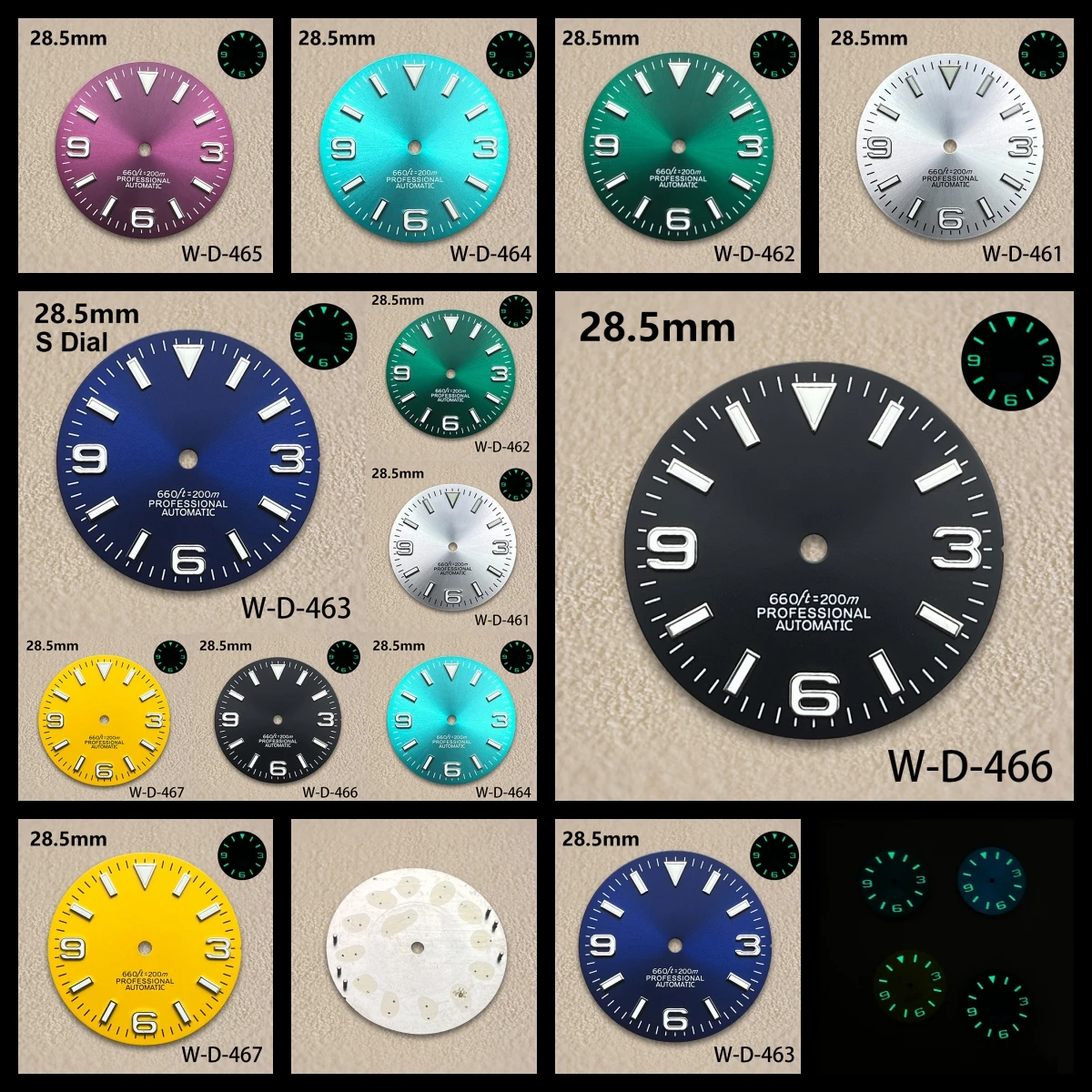 

28.5mm S Logo Ex plorer Sunray Dial Fit NH35/NH36/4R/7S Movement Green Luminous Watch Modification Accessories 3/3.8/4O'clock