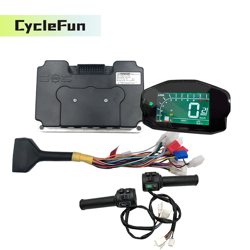 

FarDriver 2-3KW ND72340 V2 DC 120A Phase 340A Hall Sensor Controller with DKD Display and T08 Throttle For Electric Scooter