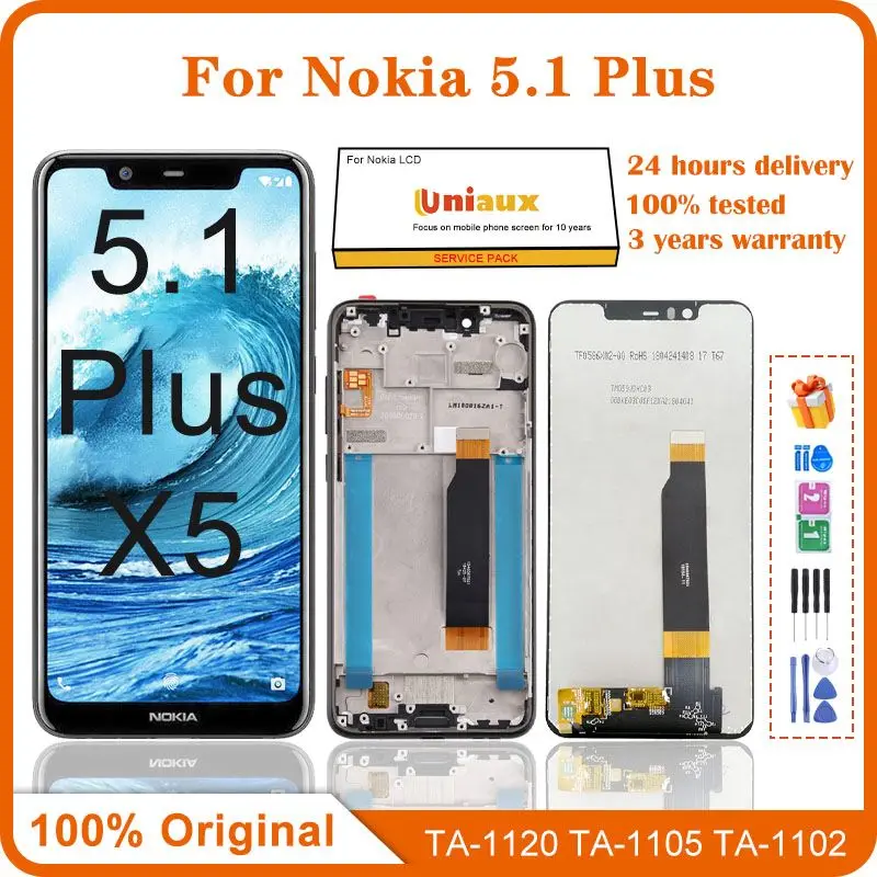 LCD For Nokia 5.1 Plus LCD Display Touch Screen Assembly For Nokia X5 5.1Plus LCD TA-1120 TA-1105 TA-1102 Replacement