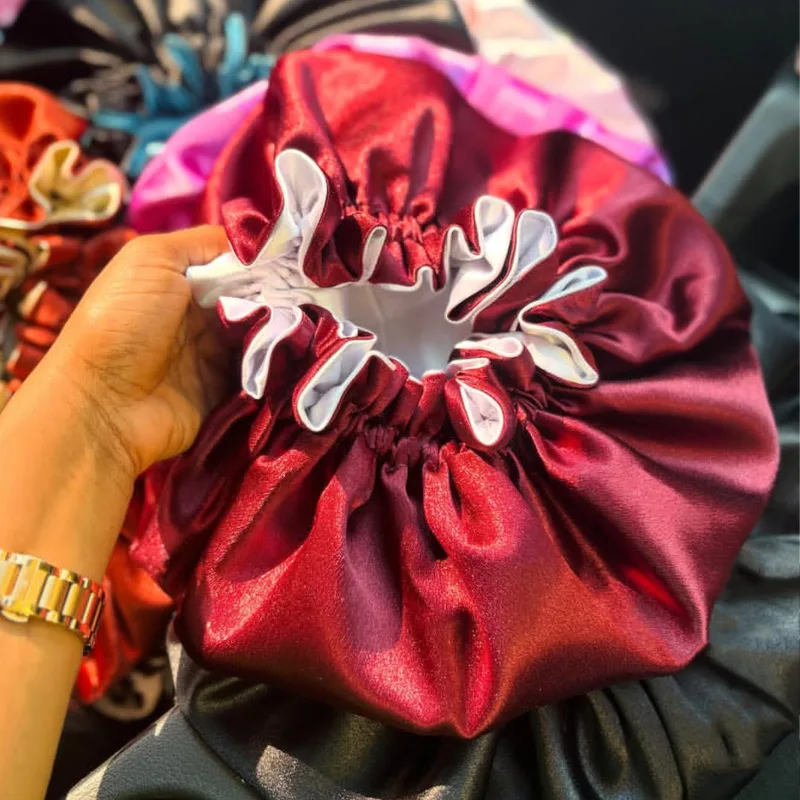 Custom Silk Bonnets Personalized Satin Sleep Cap Women Adjustable Hair Hat Beauty Night Sleeping Cap All Over Logo Customize - view 3