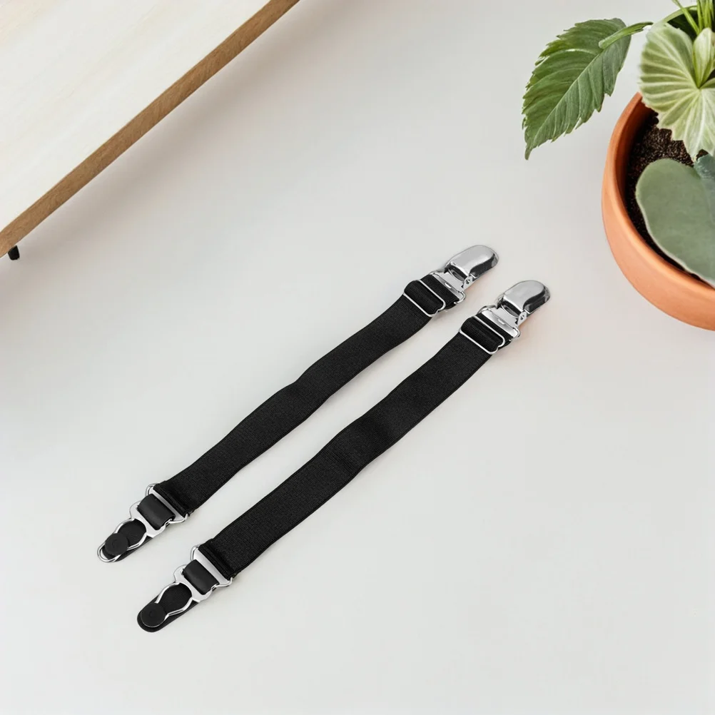 

2Pair Adjustable Metal Duckbill Clips Black for Stockings Garter Buckles Secure Hanging Prevent Slipping Home Closet