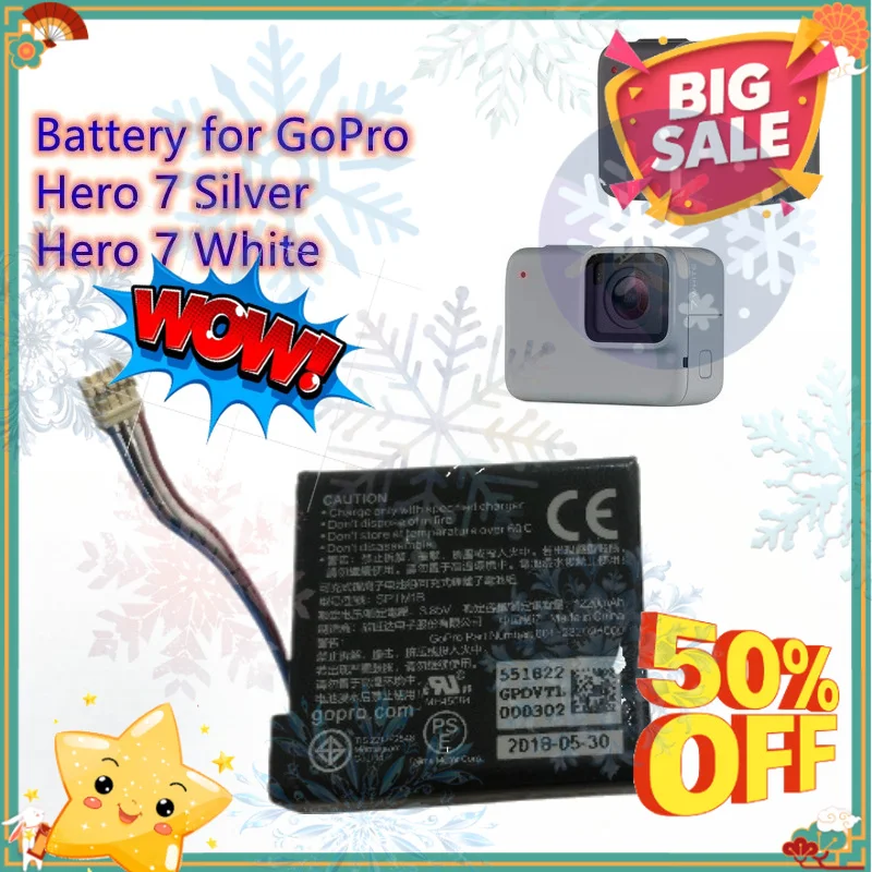 SWZY Camera Battery 3.85V/1220mAh SPTM1B for GoPro  Hero 7 Silver, Hero 7