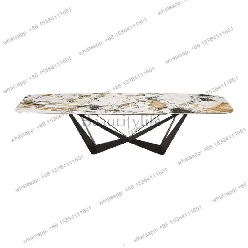 

Minimalist modern simple light luxury small apartment rock slab dining table