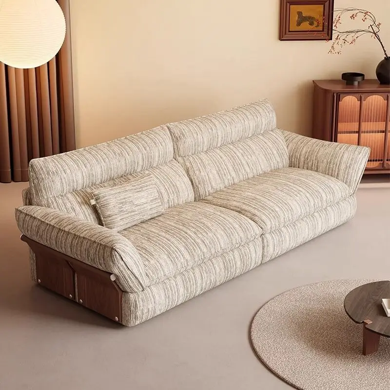Removable cotton and linen fabric sofa linen living room straight row cloud fabric sofa