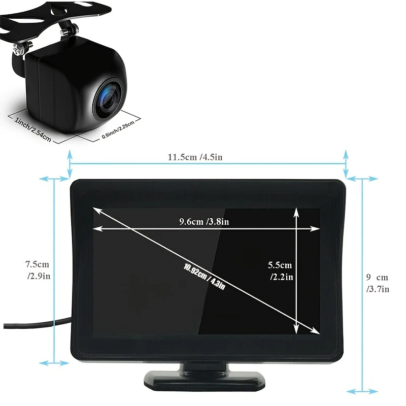 Starlight 10.92cm Backup Camera Kit with Night Vision - Fit for Cars, SUVs, RVs, Tractors - Easy Installation