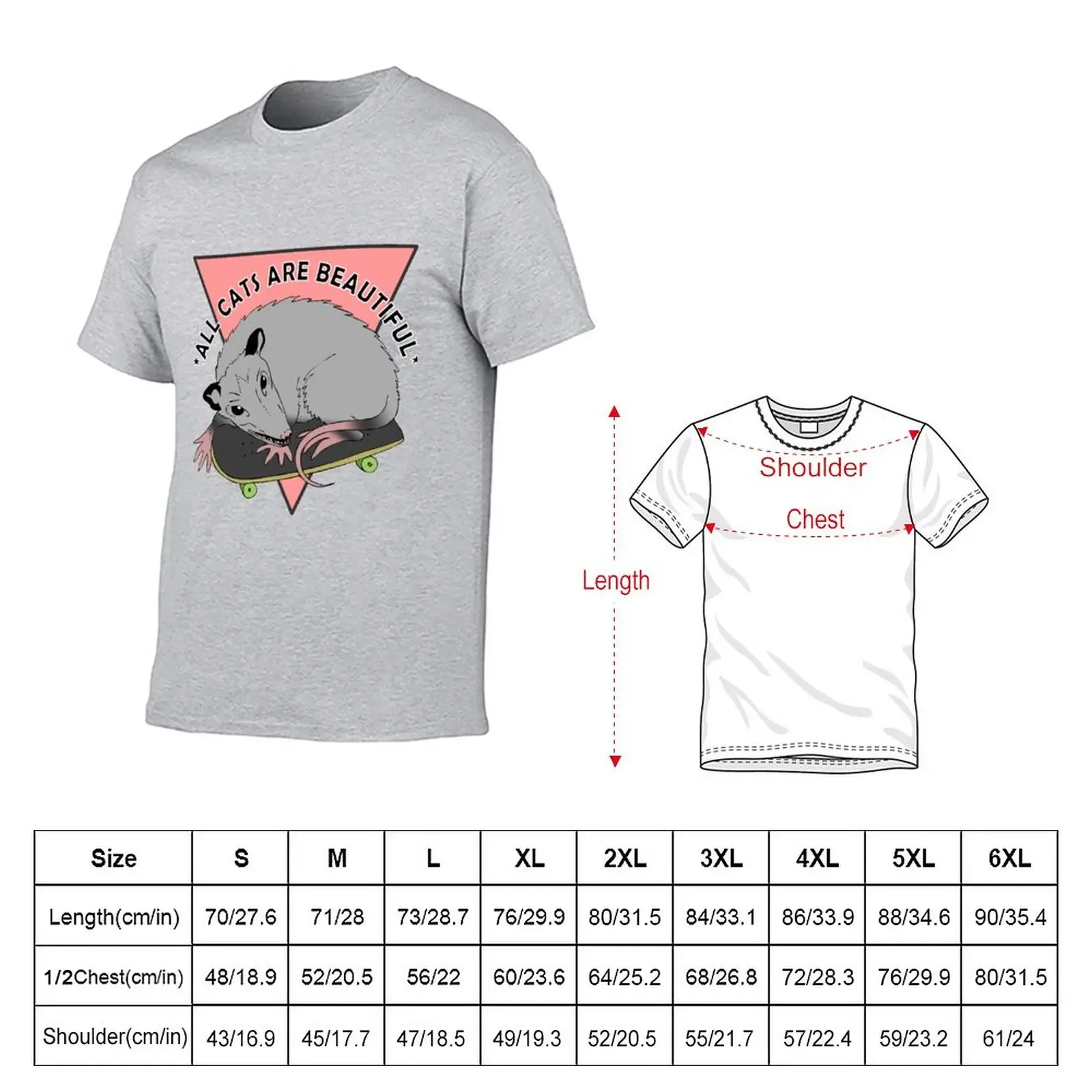 all cats are beautiful skateboarding opossum T-Shirt plain hippie clothes for a boy men workout shirt