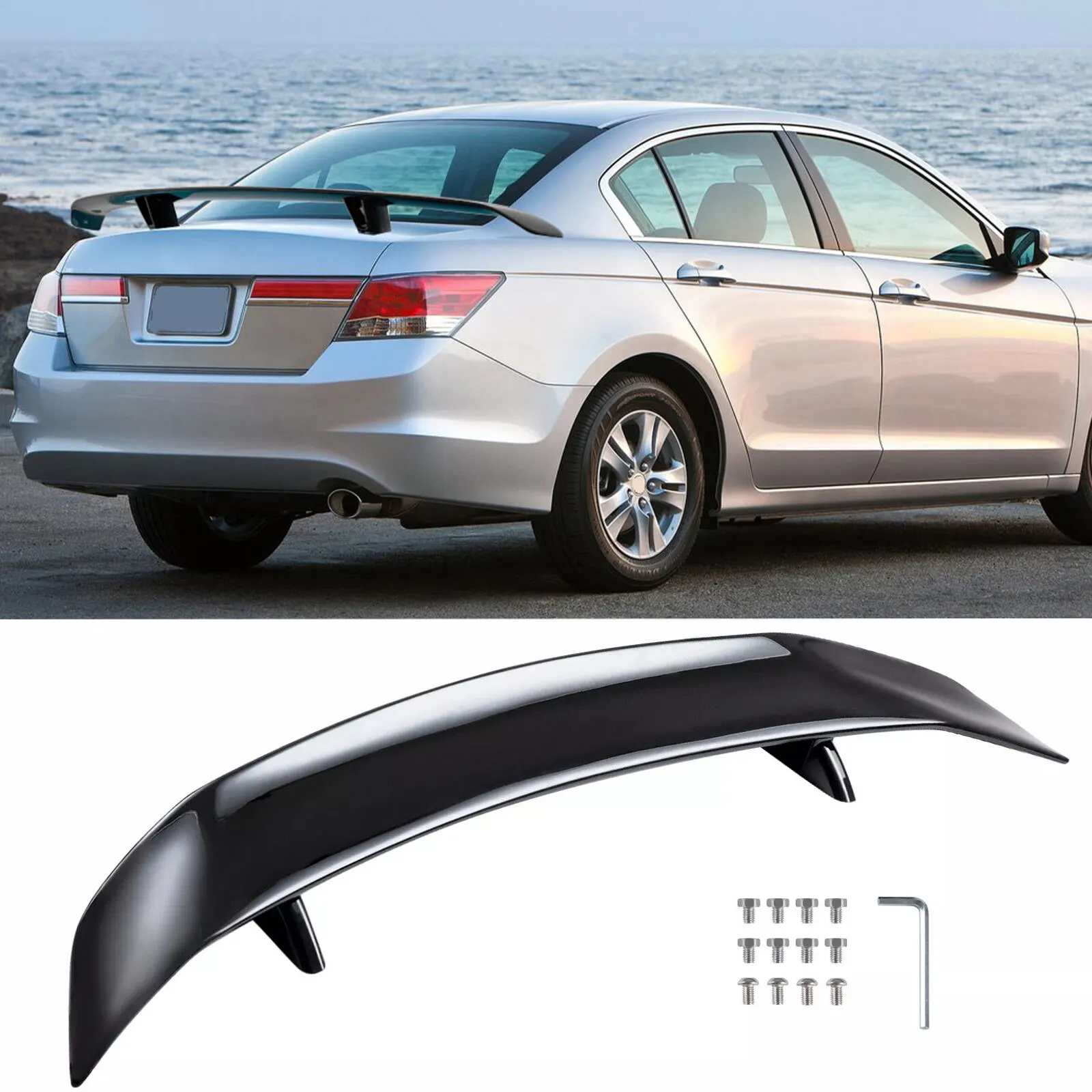 

47" Rear Trunk Spoiler Racing GT Wing Gloss Black For Honda Accord 2011