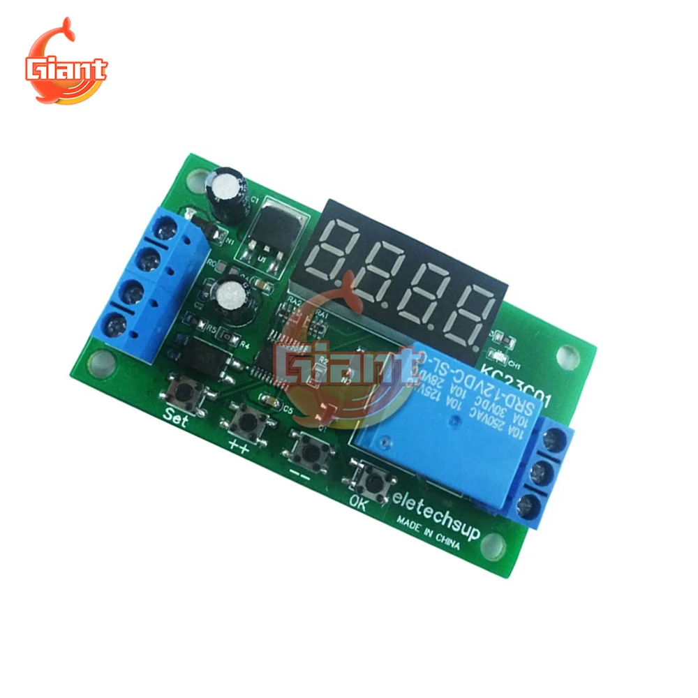 Delay Relay Board 1-Channel Multi-function Pulse Counter Switch Adjustable Timer Delay On/Off Relay Module DC 5V 12V 24V