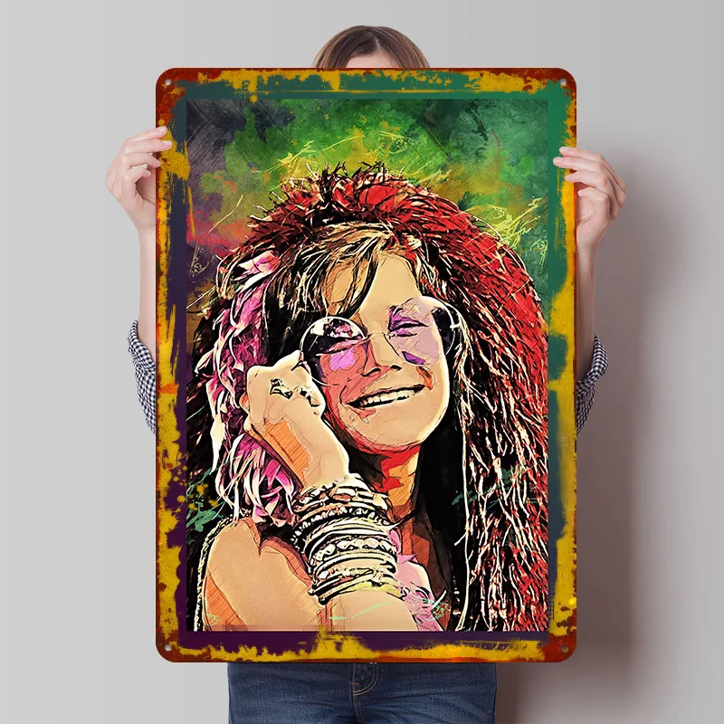 JANIS JOPLIN Printed Poster Customized Retro Wall Art Vintage Metal Tin Signs for Home Room Ornaments Garage Decoration Gaming