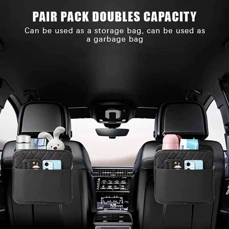 1Pcs Multifunctional Car Seat Storage Bag Leather Storage Bag Garbage Bag Storage Bag Suitable For Most Car Models