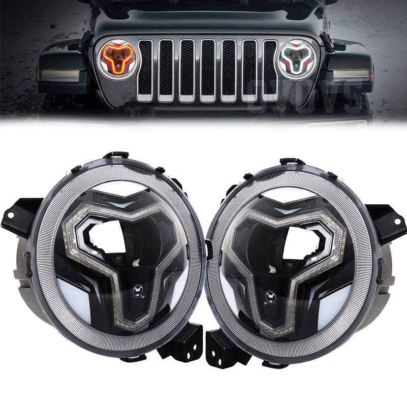 

9 inch Led Headlights Plug and play Hi Low Beam with Halo DRL Turn Signal Headlamp for Jeep Wrangler JL 2018 2019 2020