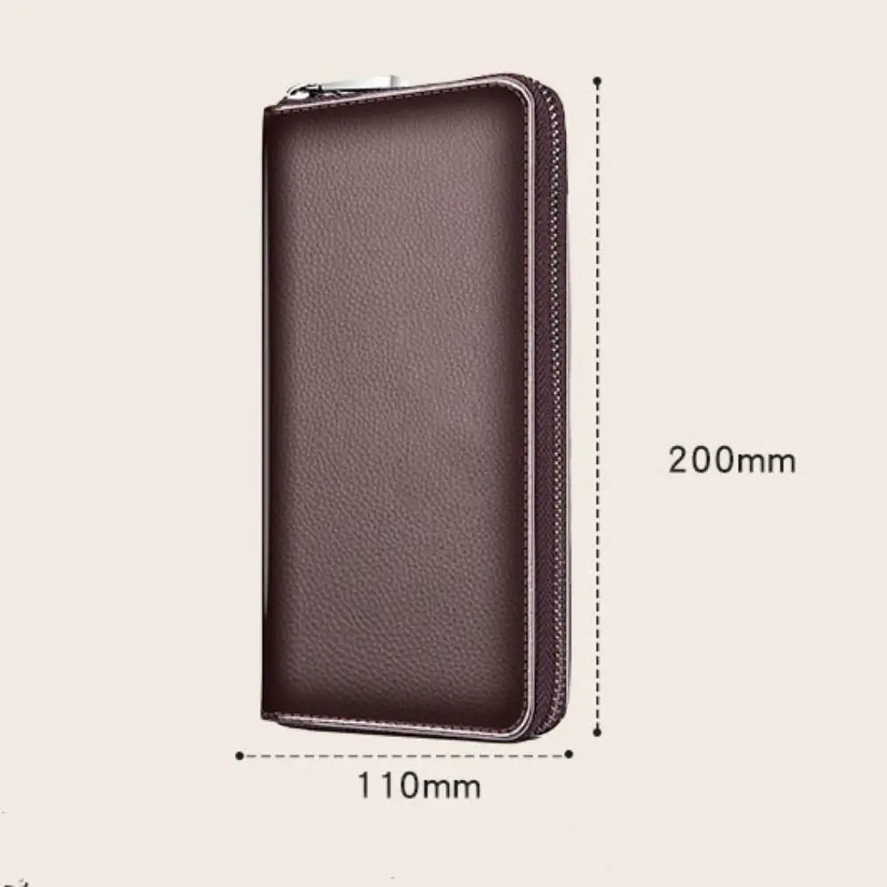 New PU Leather Long Wallet Zipper Large Capacity Coin Purse Card Holder Men