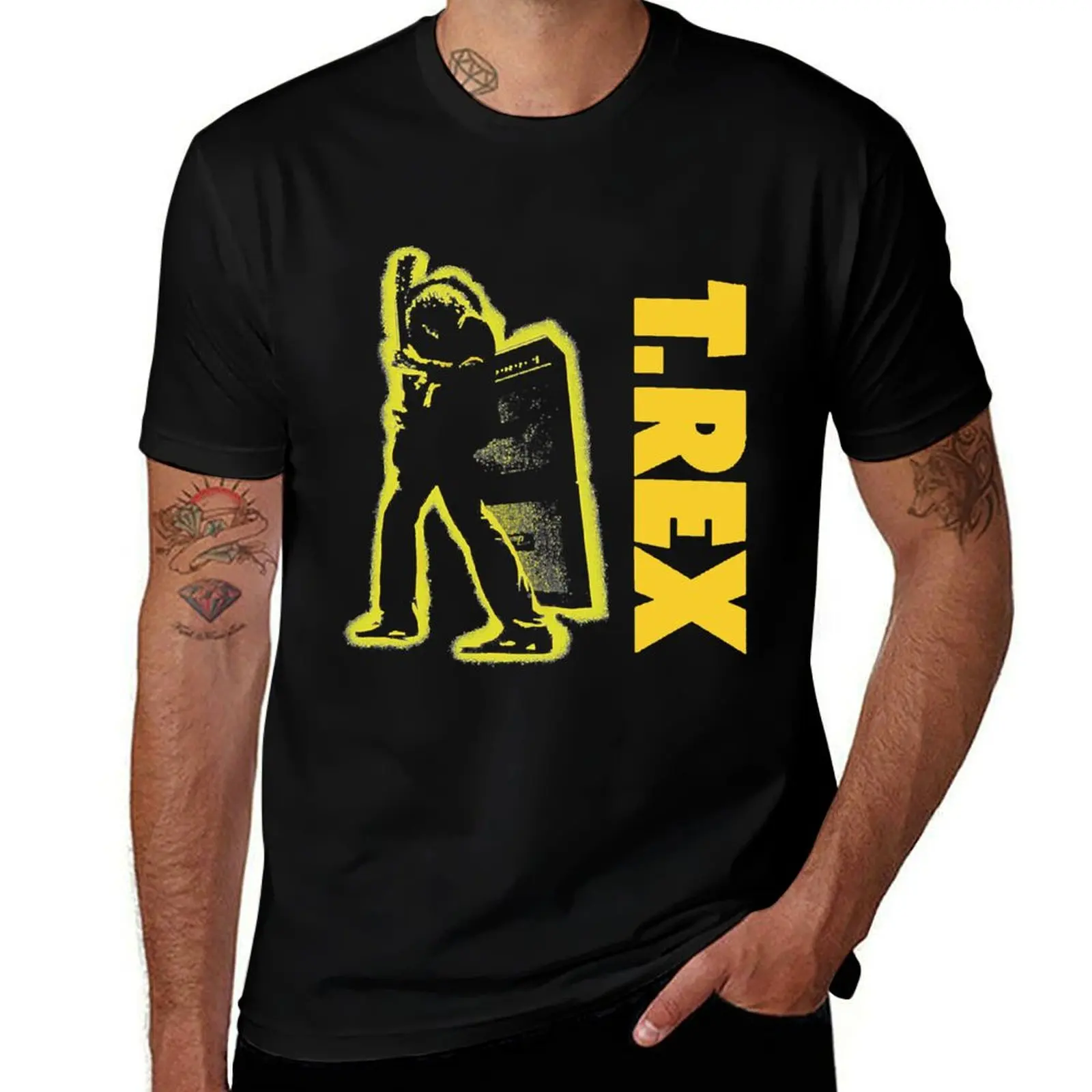 

Женская и мужская футболка с гитарой T_Rex, мужские однотонные футболки для мужчин, белая футболка