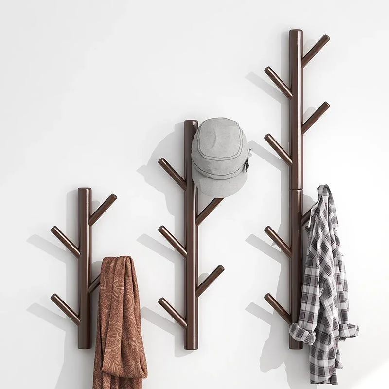 رف معطف خشبي مثبت على الحائط من الخيزران - 6/8/10 خطافات لغرفة المعيشة/غرفة النوم، مع رف مزخرف NJ71003 #5