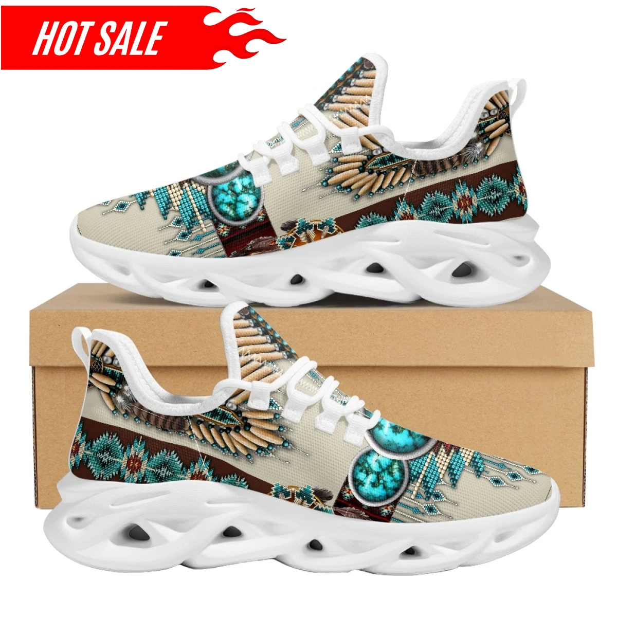 Ethnic Tribal Aztec Platform Shoes for Women Casual Mesh Shoes Dreamcatchers Print Breathable Lace up Mesh Sneakers