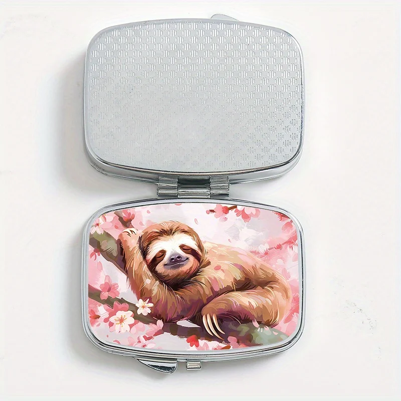 Sloth and Floral Print Design - Mini Travel Pill Box for Storing Pills, Suitable for Outdoor Activities, Moisture-proof Seal image 4